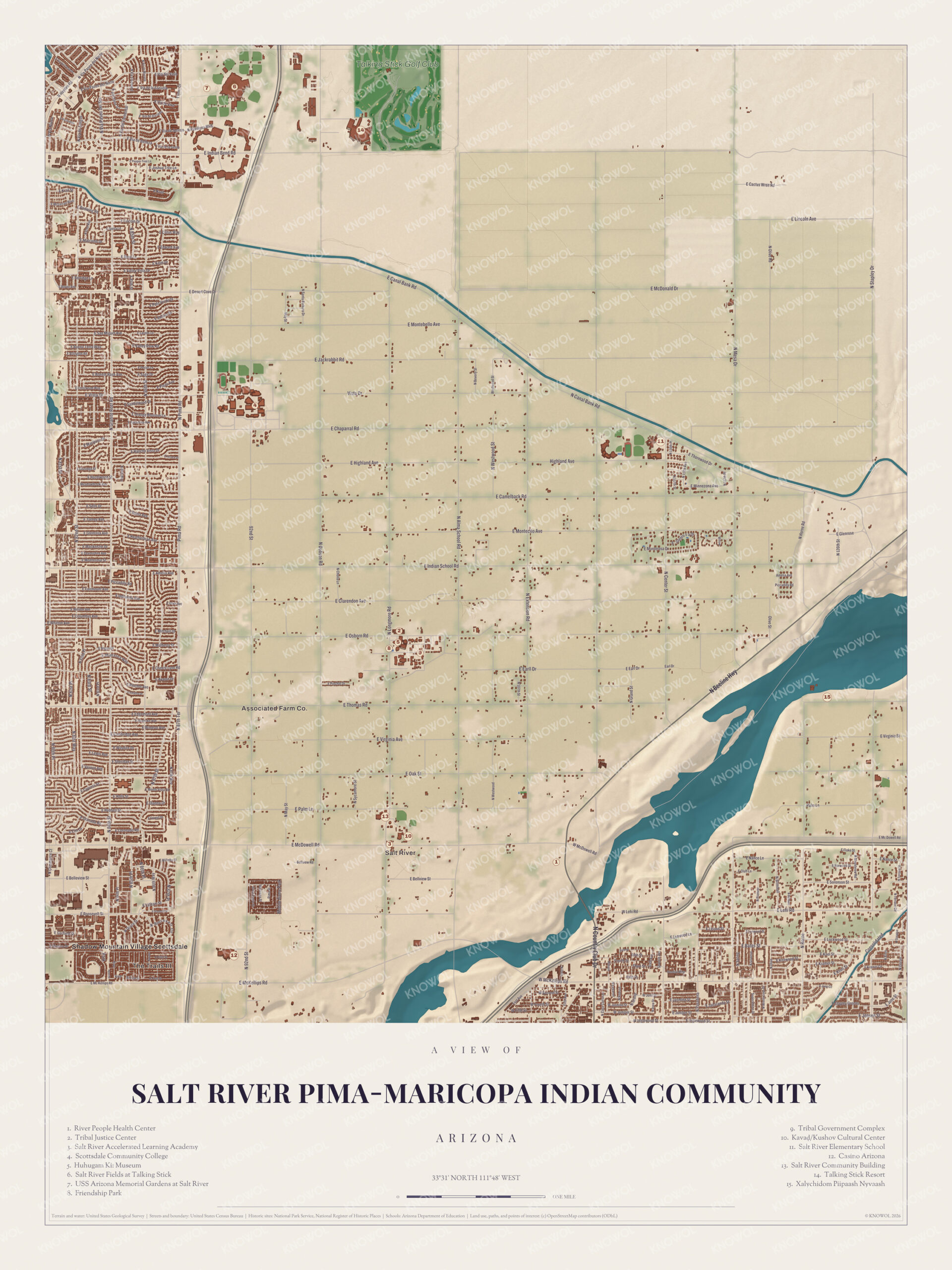 Map of Salt River Pima-Maricopa Indian Community, Arizona