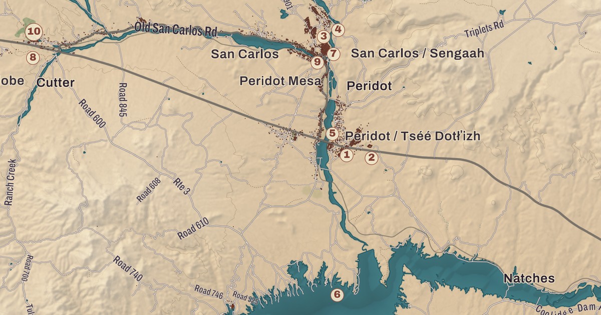 Beautifully Detailed Map of San Carlos Apache Tribe, Arizona