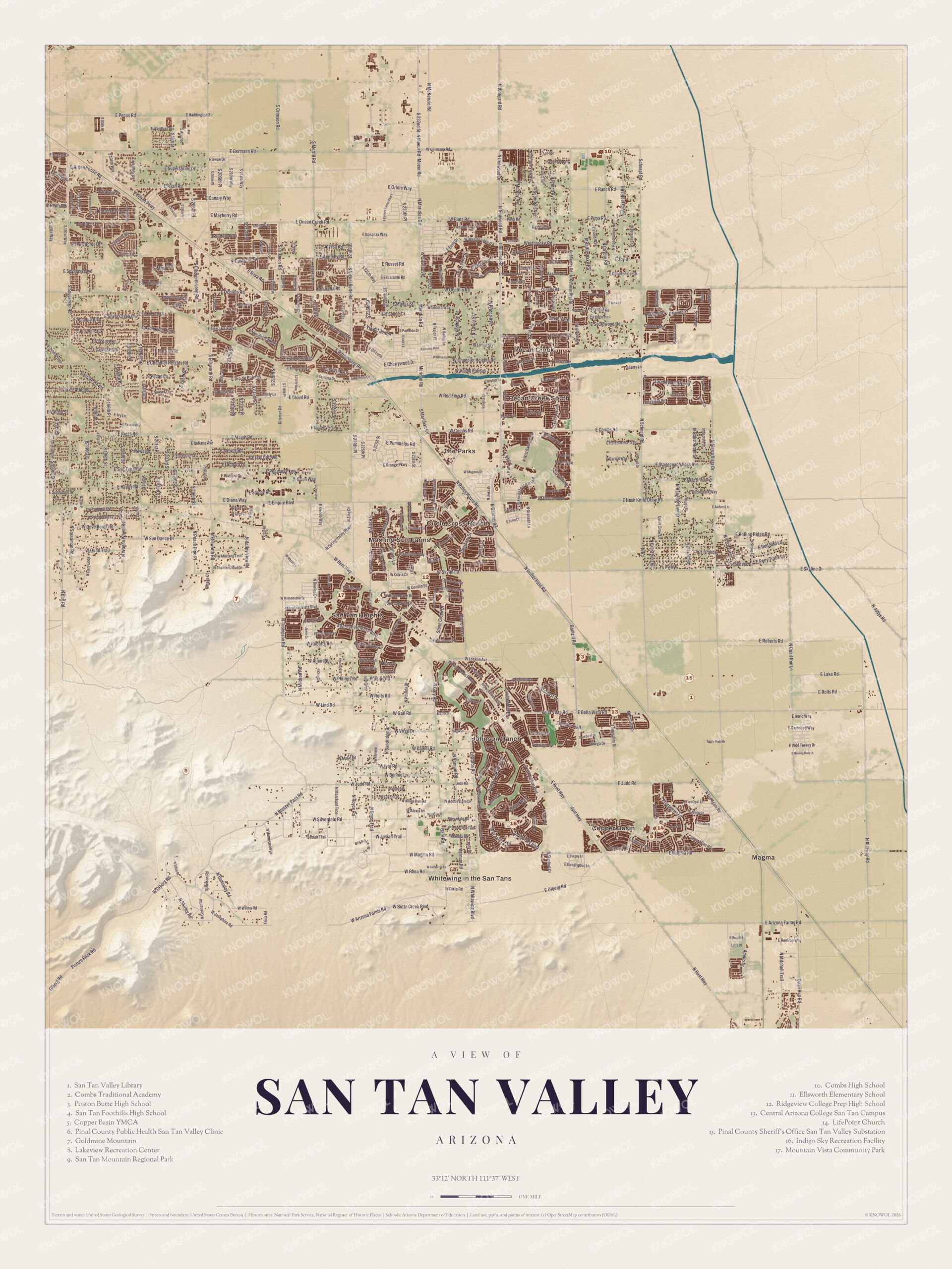 Map of San Tan Valley, Arizona