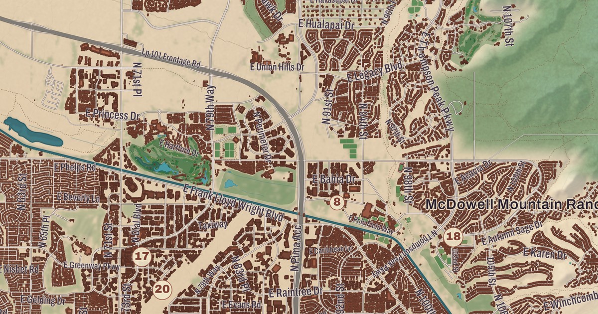 Beautifully Detailed Map of Scottsdale, Arizona
