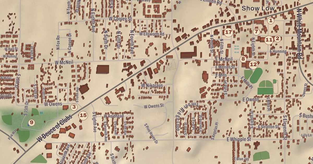 Beautifully Detailed Map of Show Low, Arizona