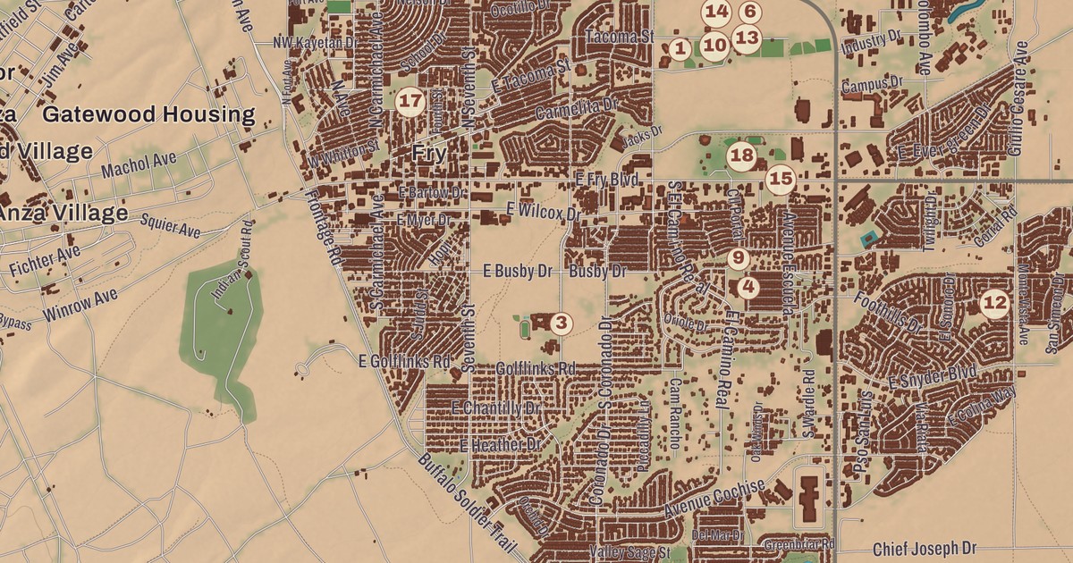 Beautifully Detailed Map of Sierra Vista, Arizona