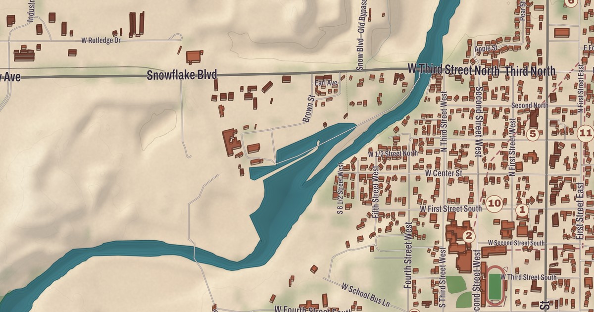 Beautifully Detailed Map of Snowflake, Arizona