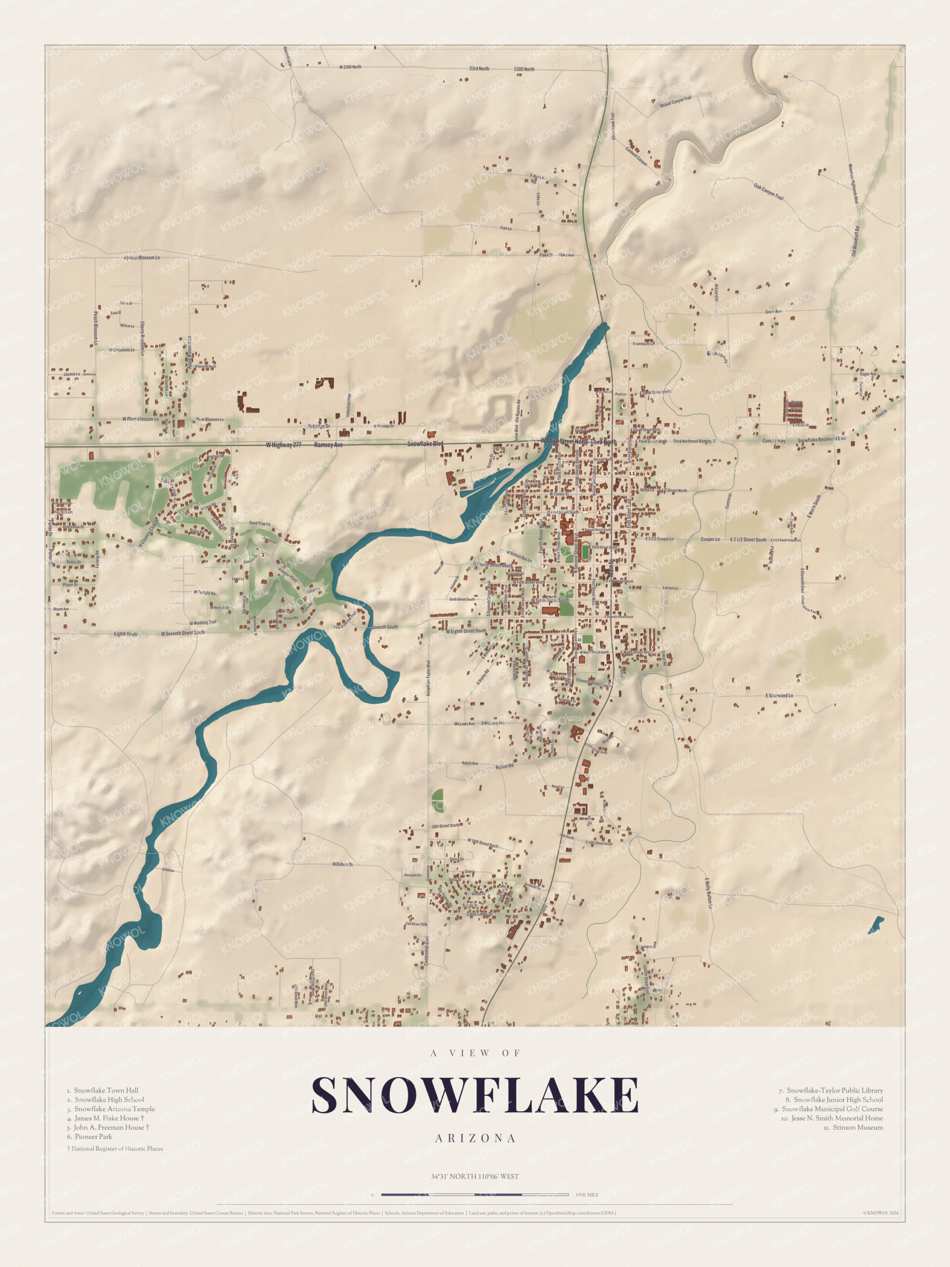 Map of Snowflake, Arizona