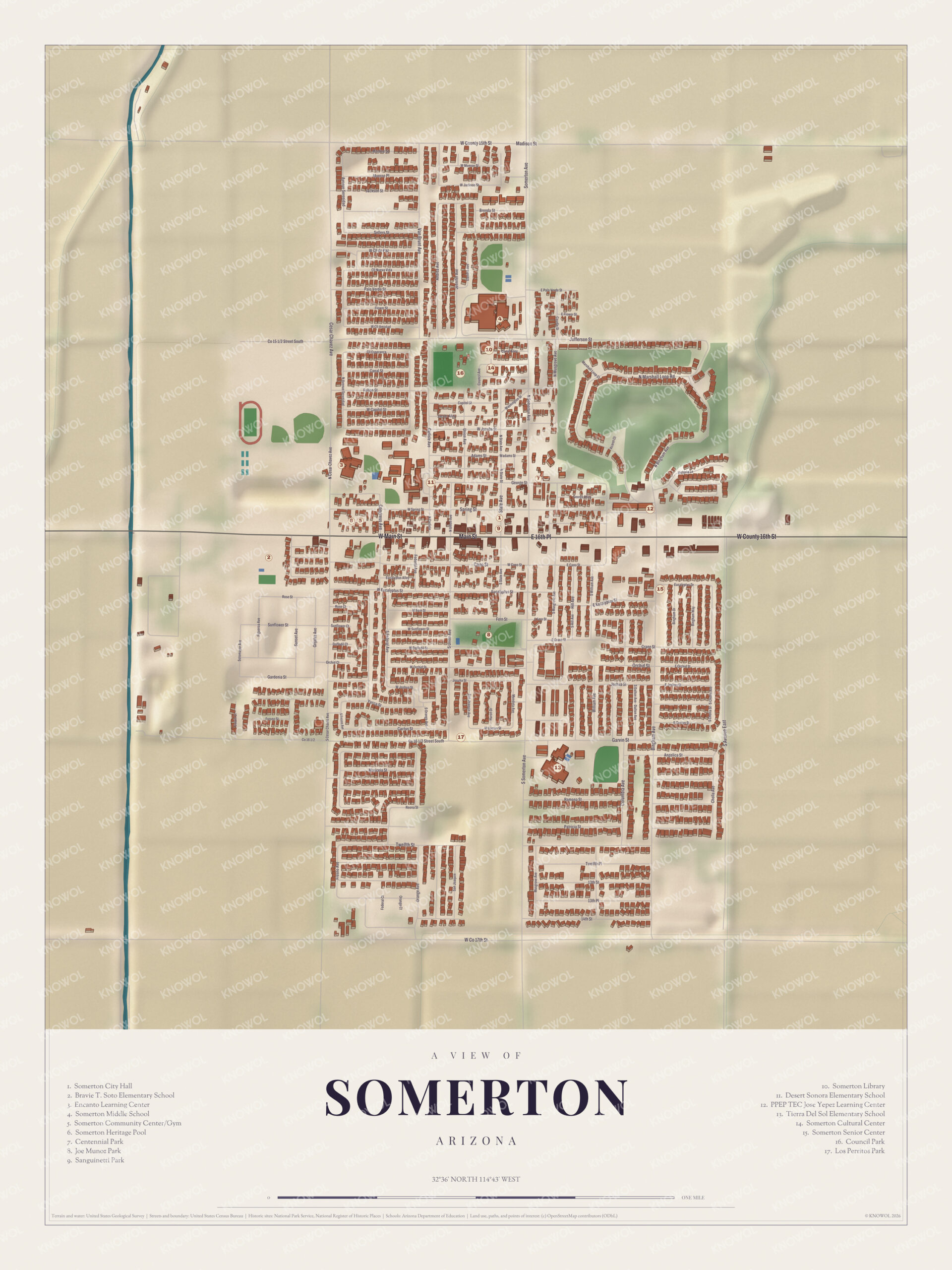 Map of Somerton, Arizona