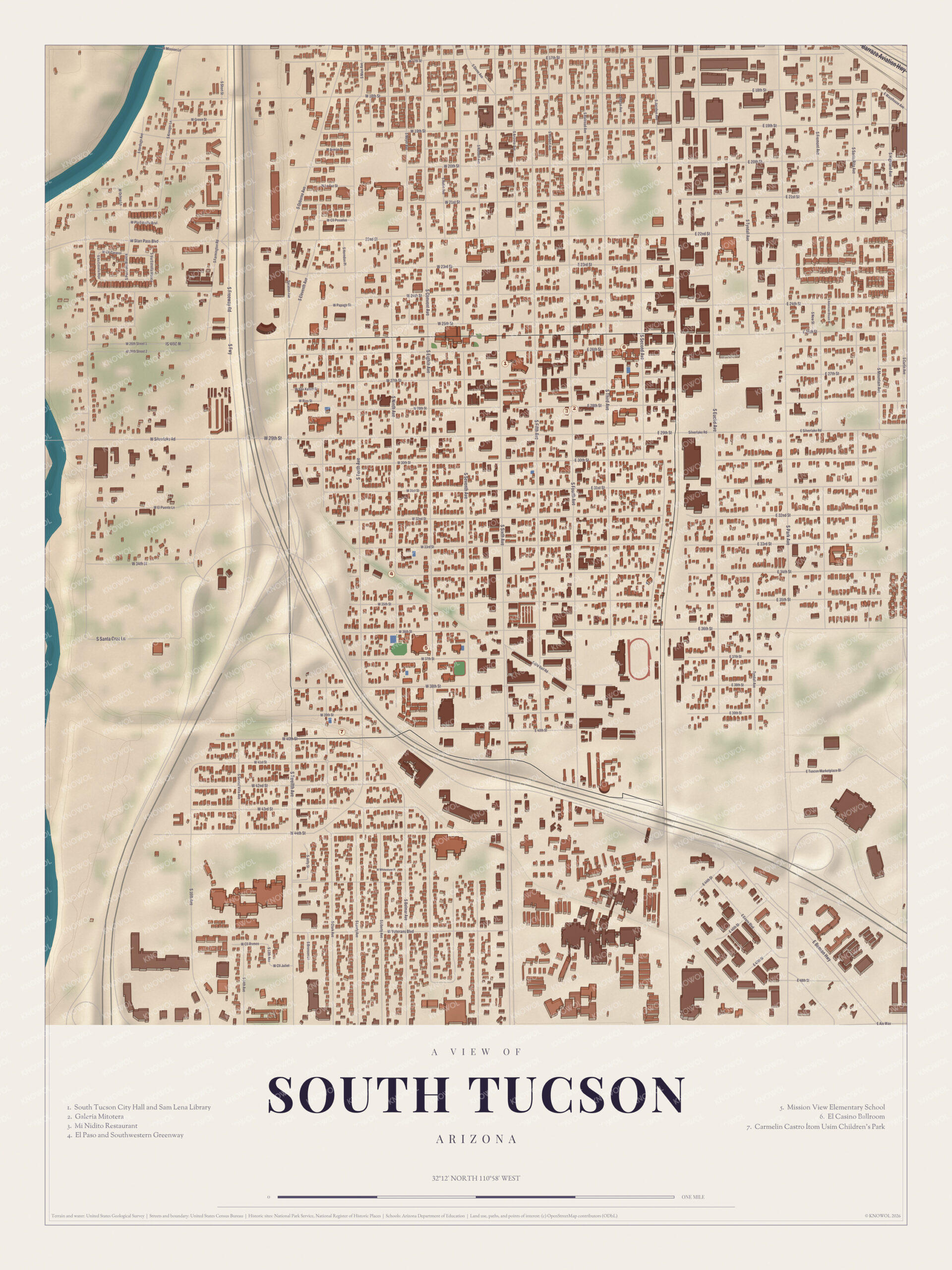 Map of South Tucson, Arizona
