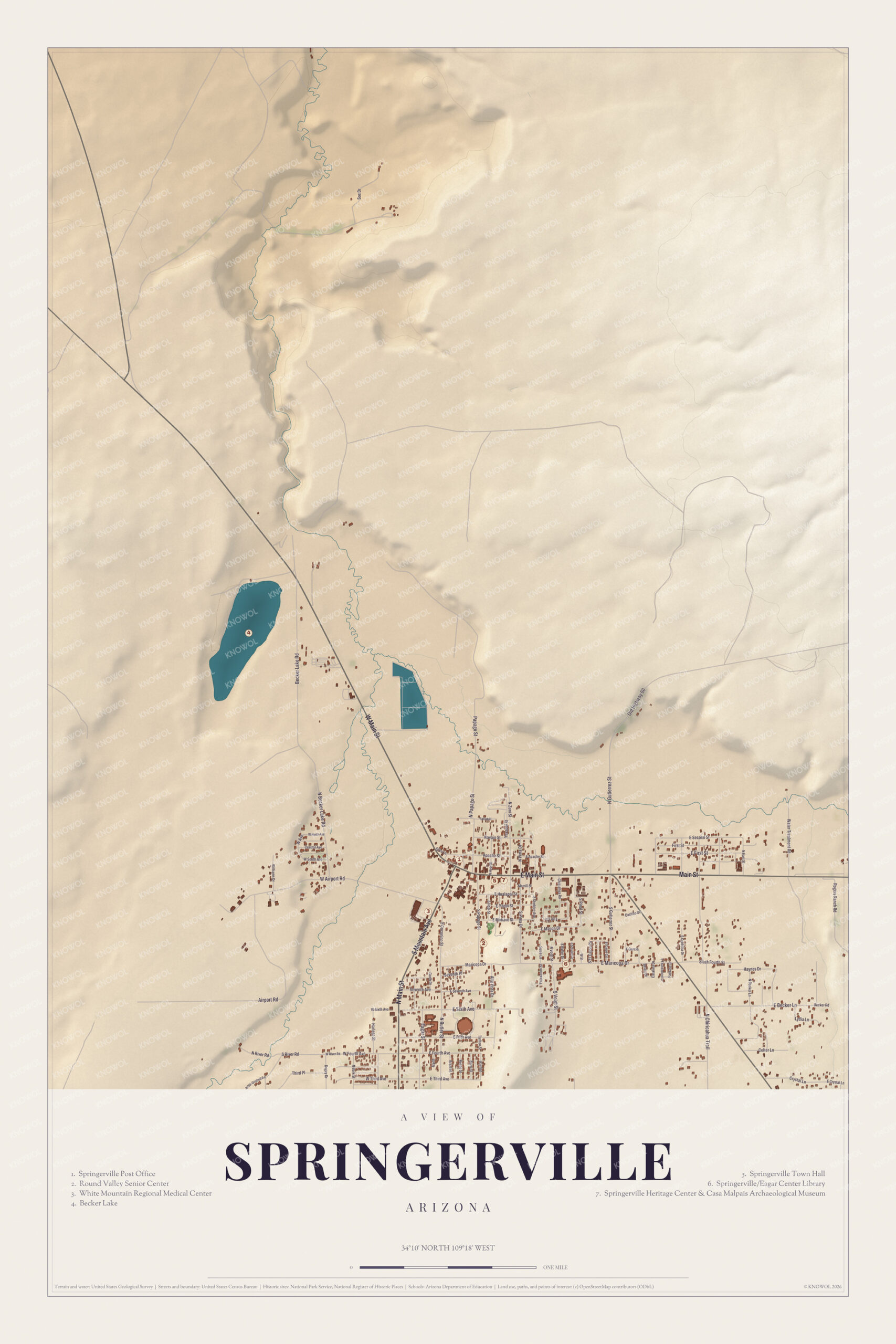 Map of Springerville, Arizona