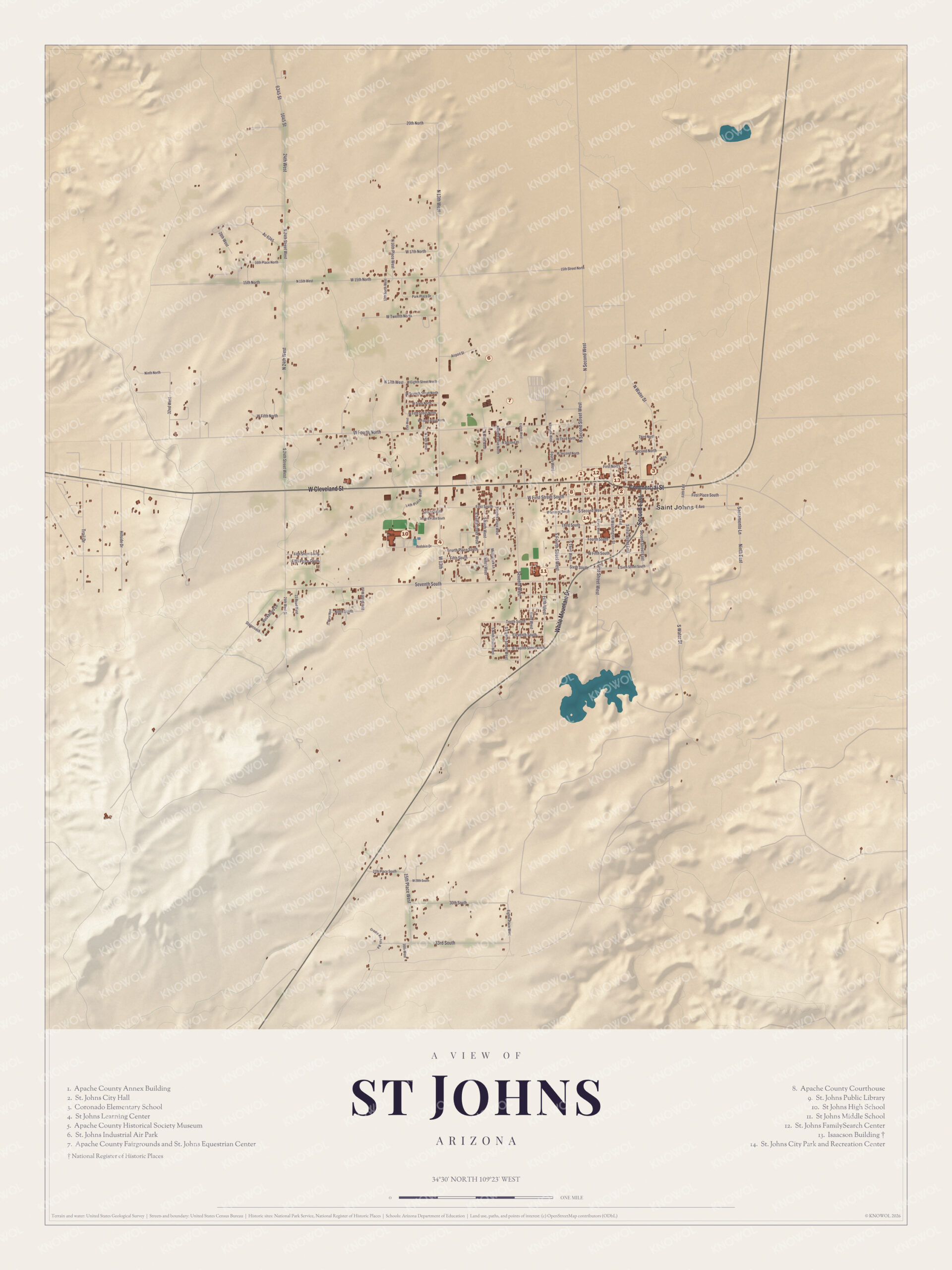 Map of St Johns, Arizona