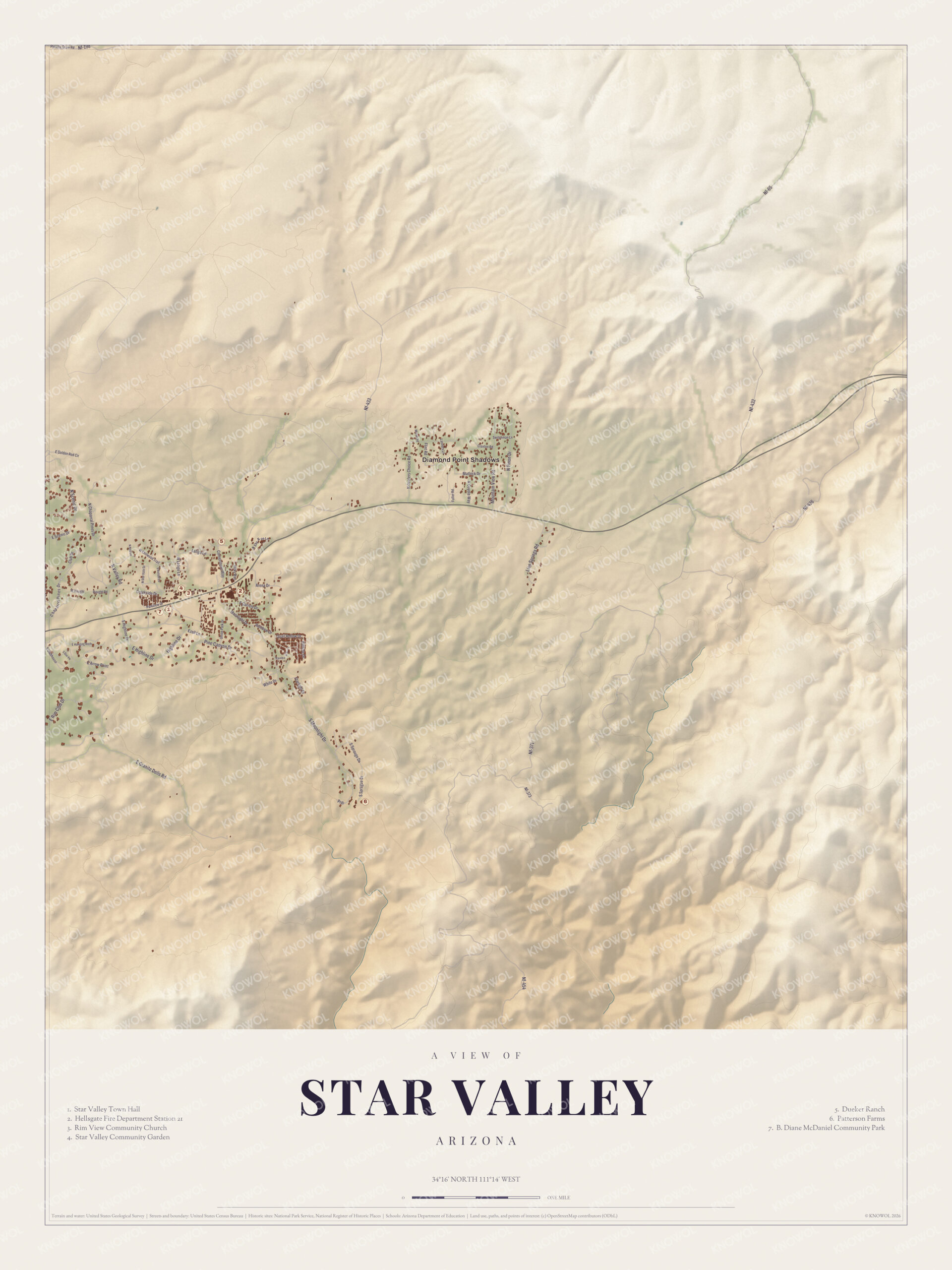 Map of Star Valley, Arizona