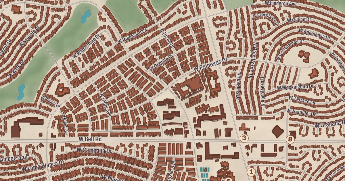 Beautifully Detailed Map of Sun City, Arizona