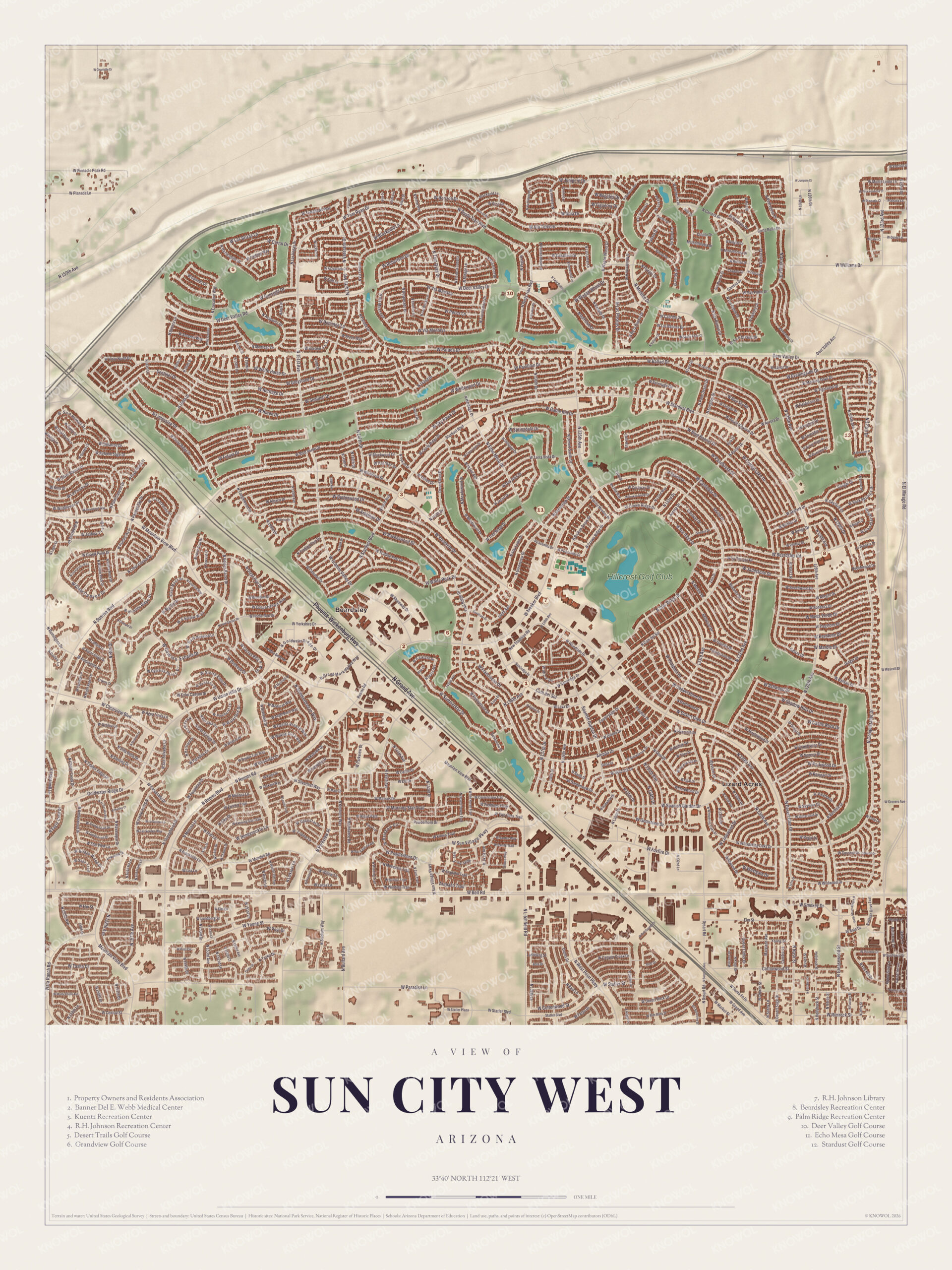 Map of Sun City West, Arizona