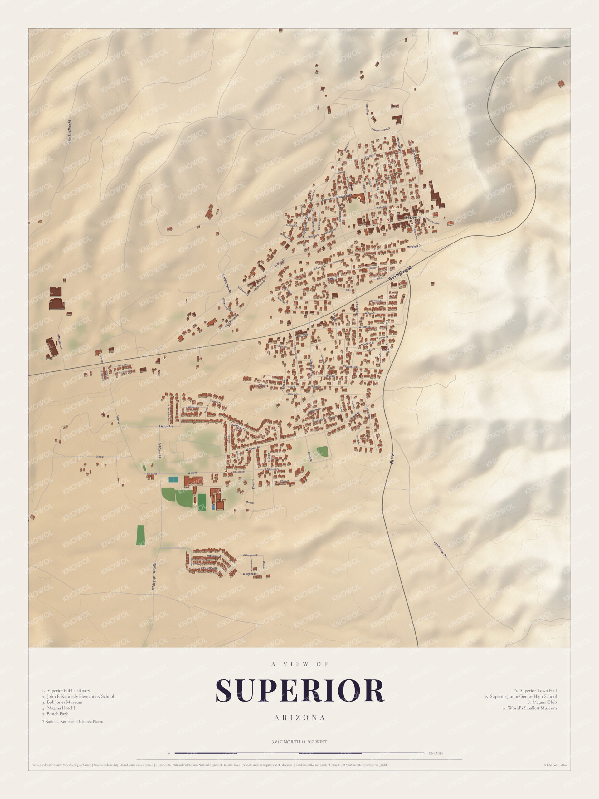 Map of Superior, Arizona