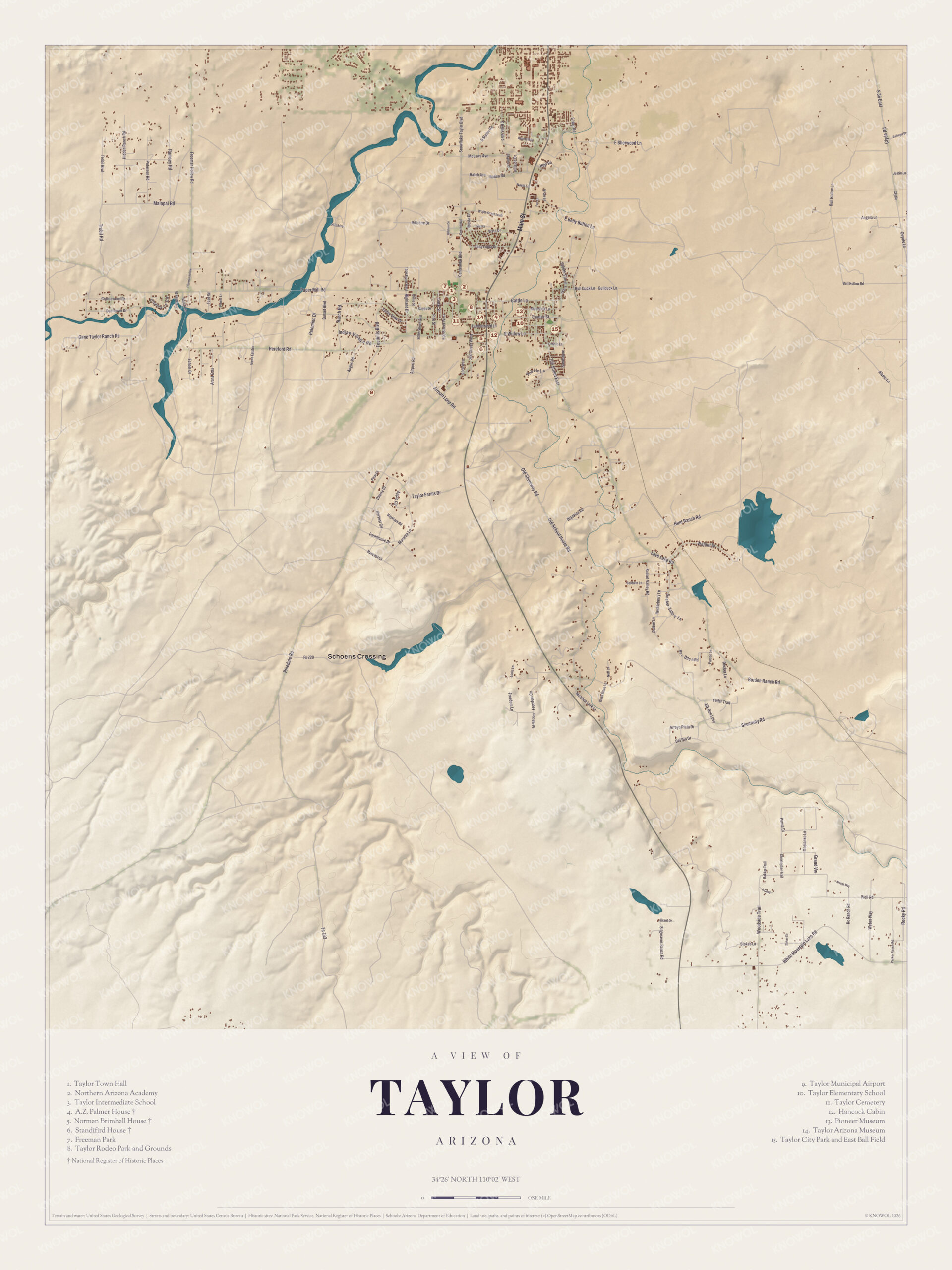 Map of Taylor, Arizona