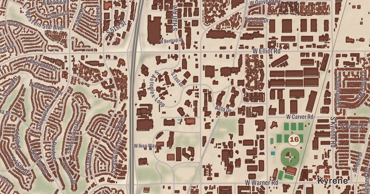 Beautifully Detailed Map of Tempe, Arizona