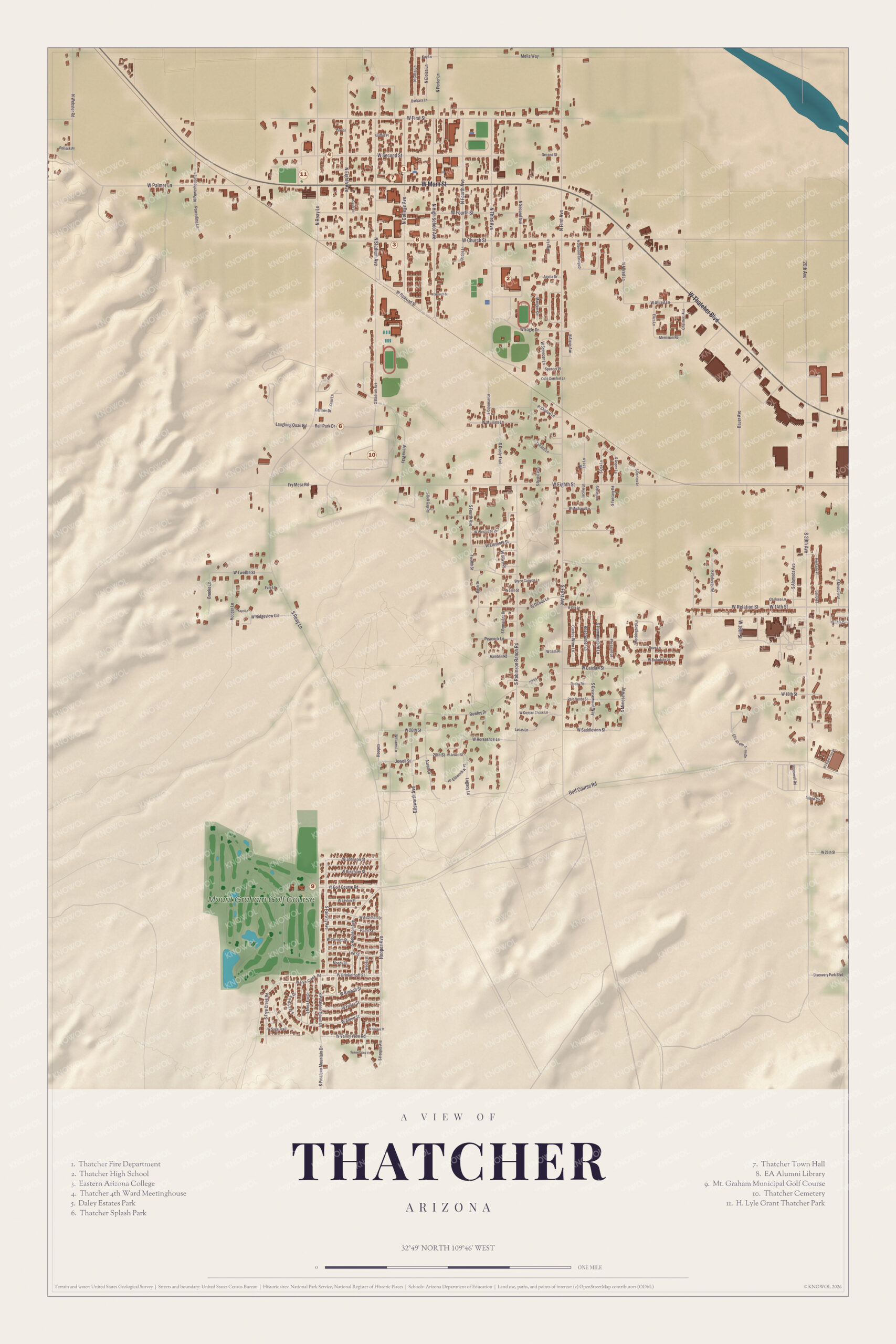 Map of Thatcher, Arizona