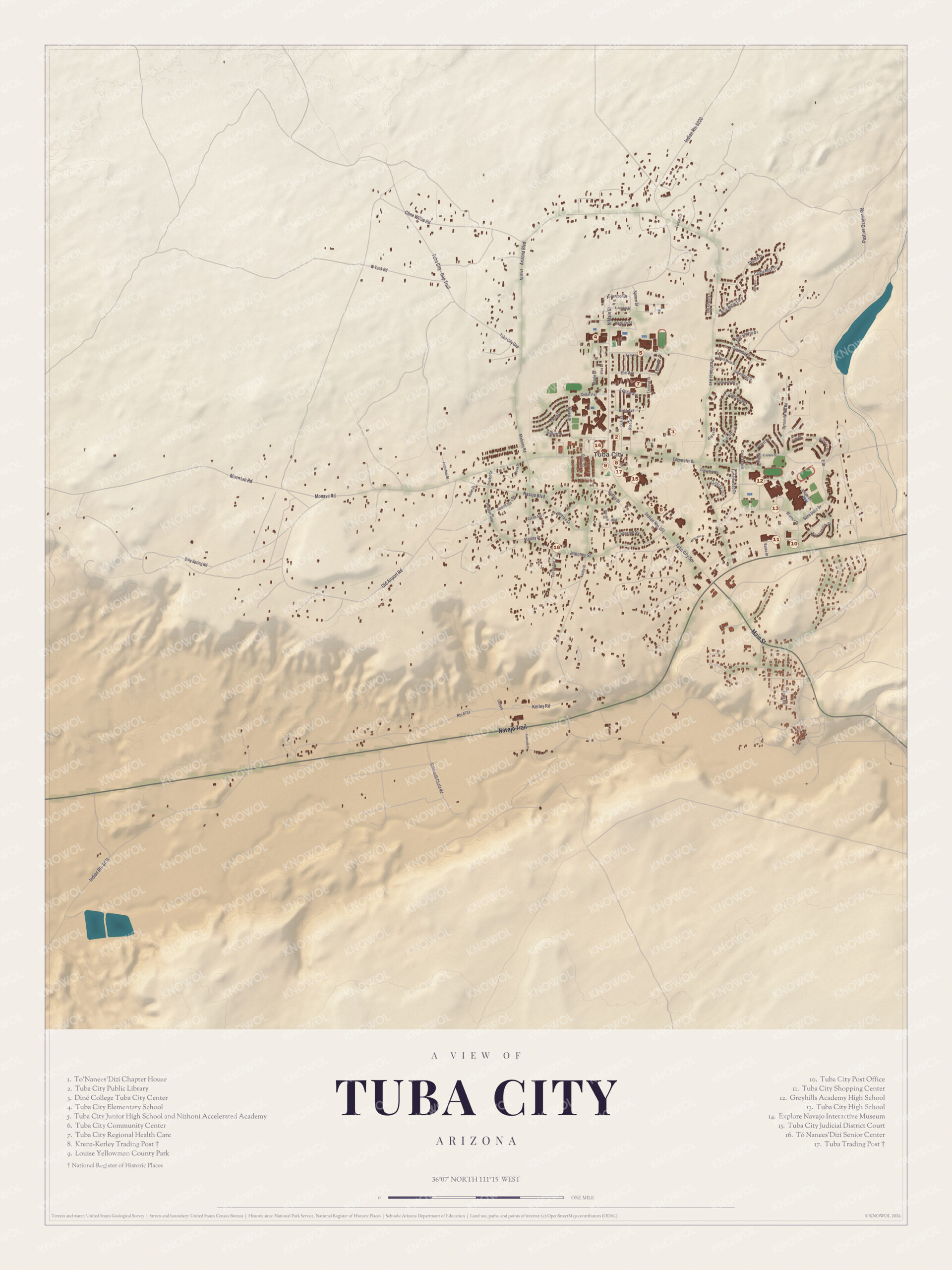 Map of Tuba City, Arizona