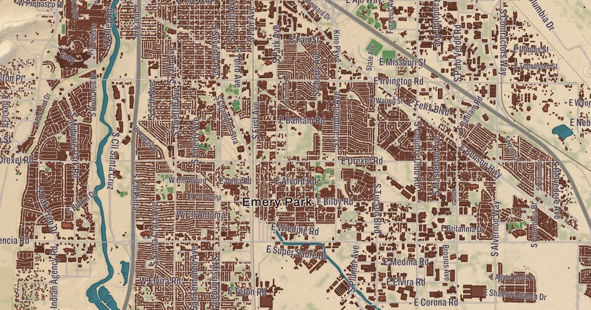 Beautifully Detailed Map of Tucson, Arizona