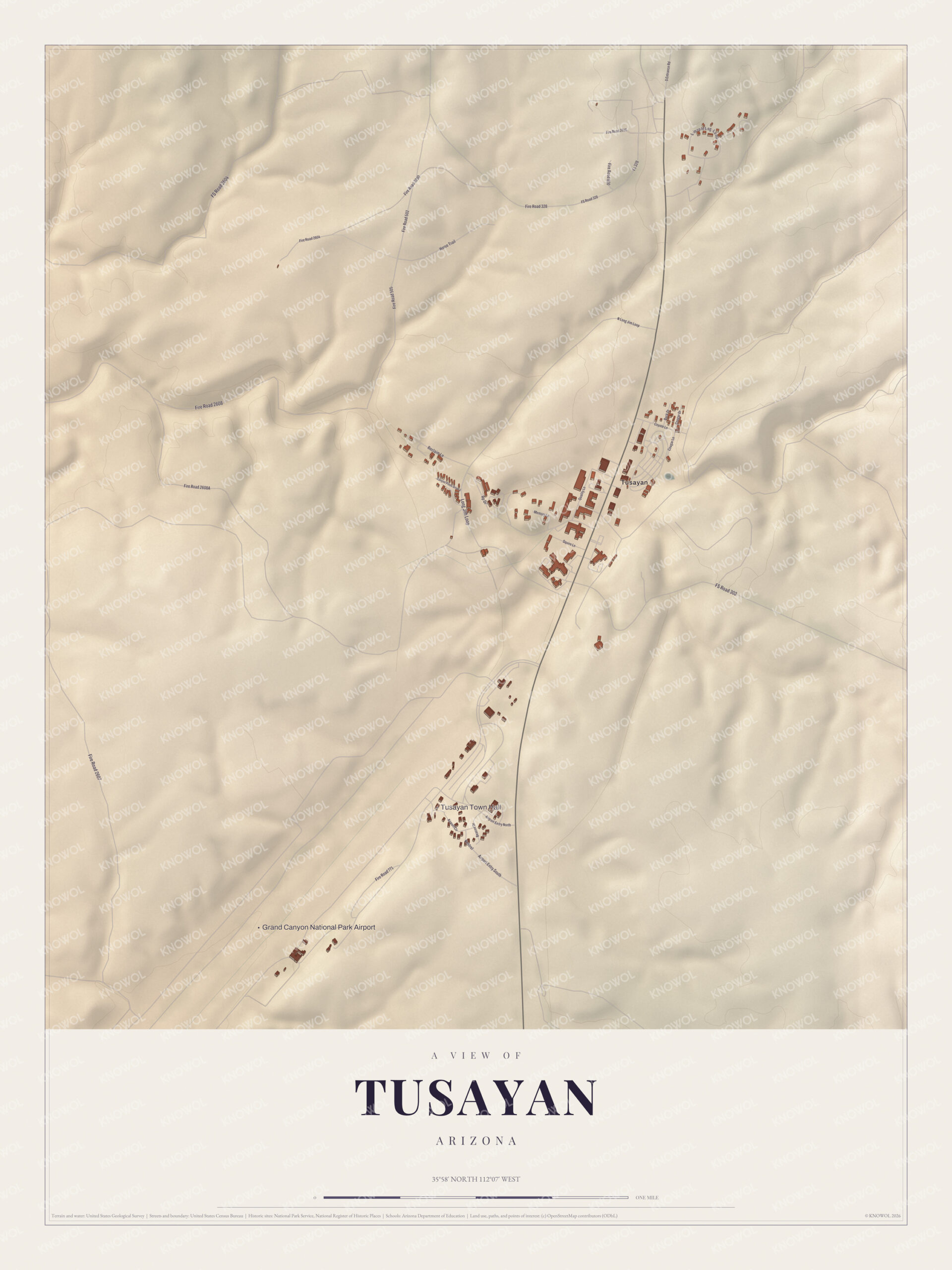 Map of Tusayan, Arizona