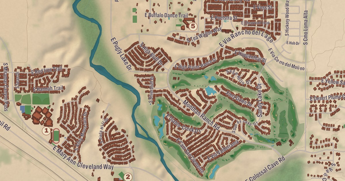 Beautifully Detailed Map of Vail, Arizona