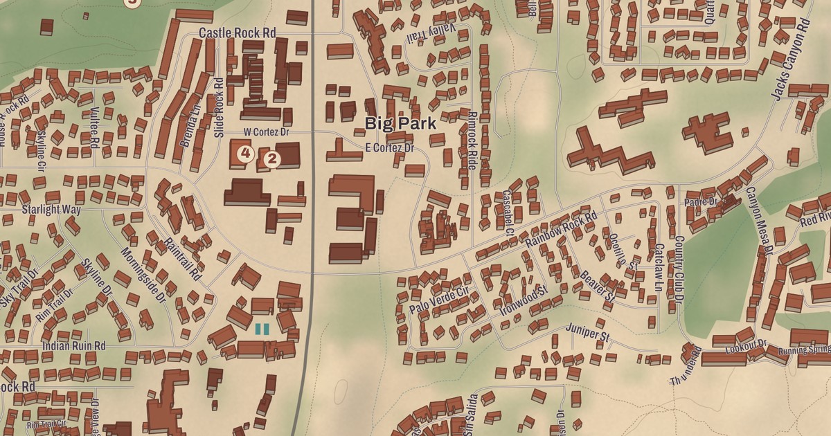 Beautifully Detailed Map of Village of Oak Creek, Arizona
