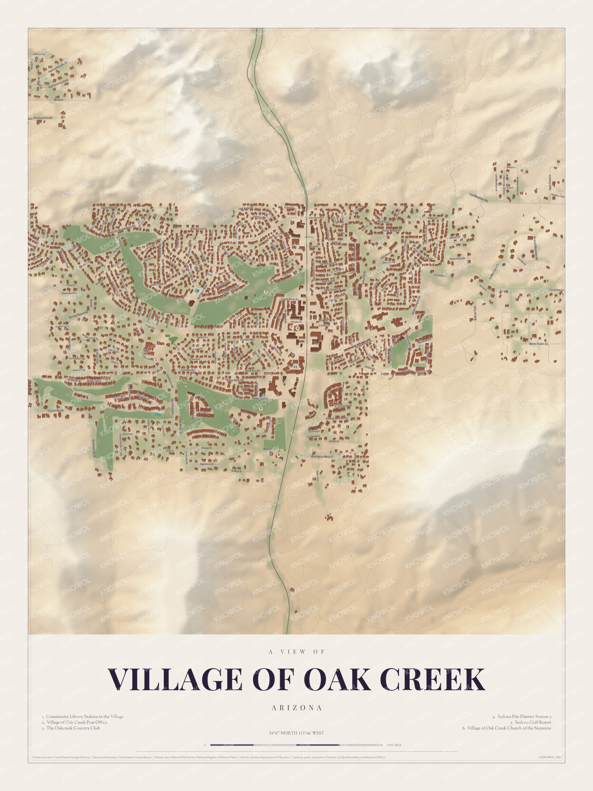 Map of Village of Oak Creek, Arizona