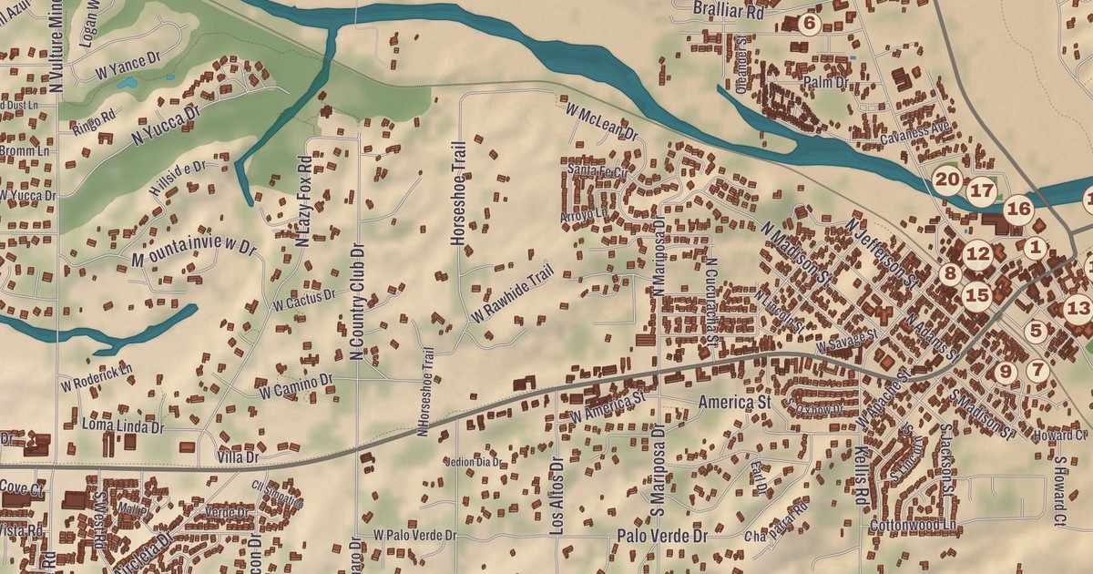 Beautifully Detailed Map of Wickenburg, Arizona