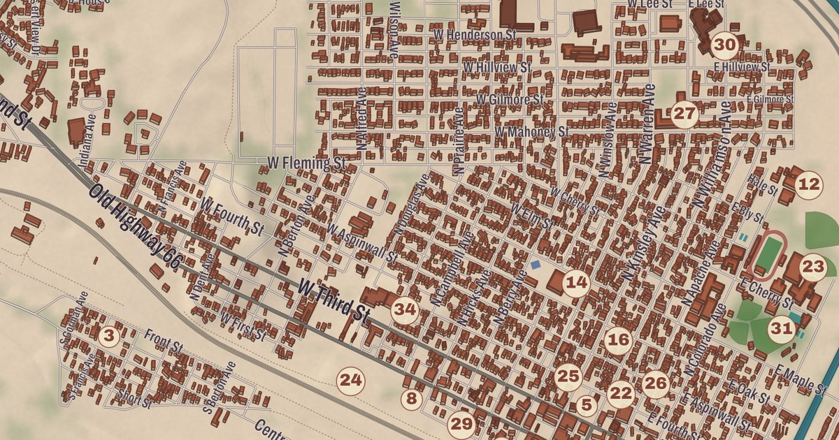 Beautifully Detailed Map of Winslow, Arizona