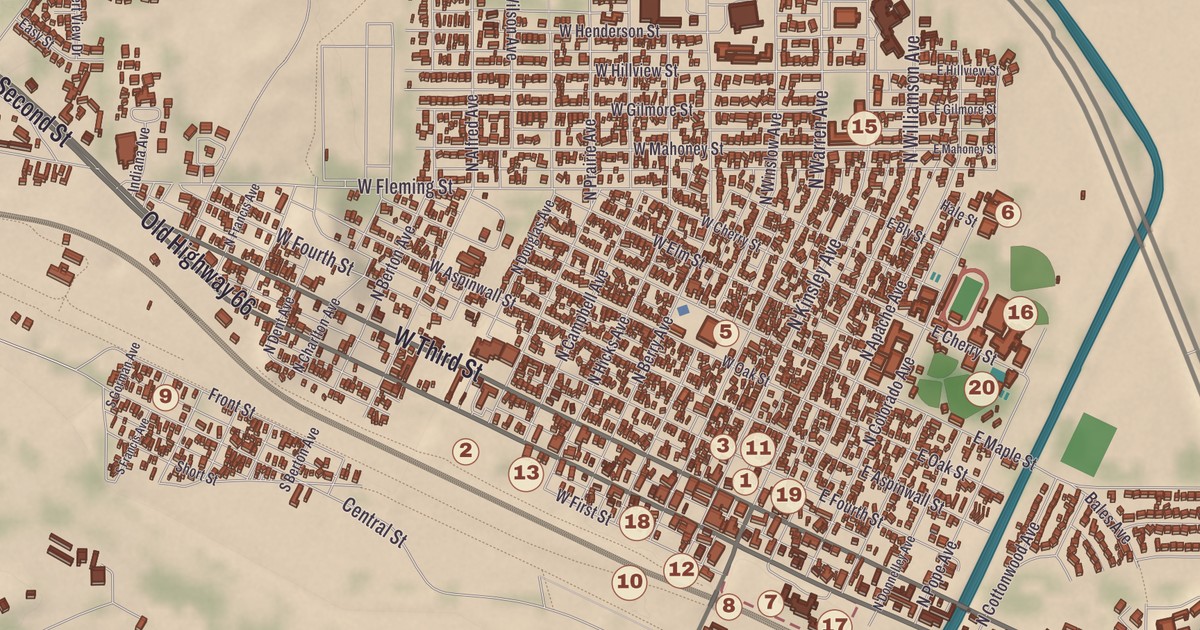 Beautifully Detailed Map of Winslow, Arizona