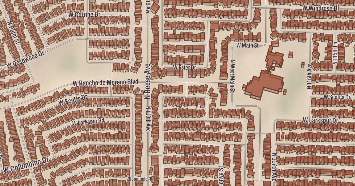 Beautifully Detailed Map of Youngtown, Arizona