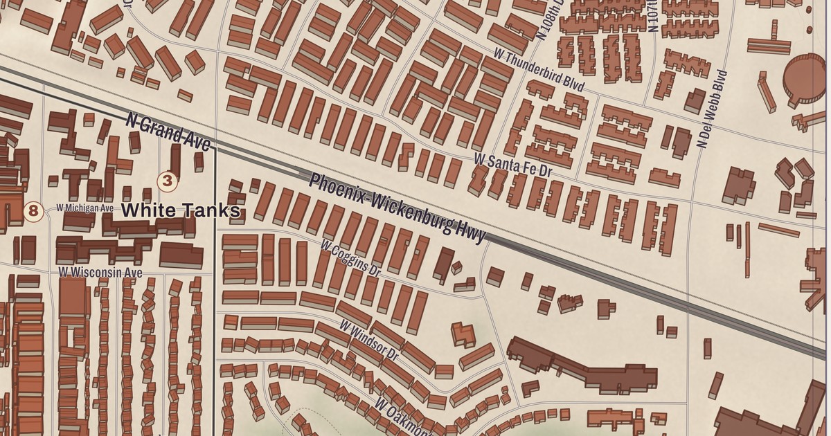 Beautifully Detailed Map of Youngtown, Arizona