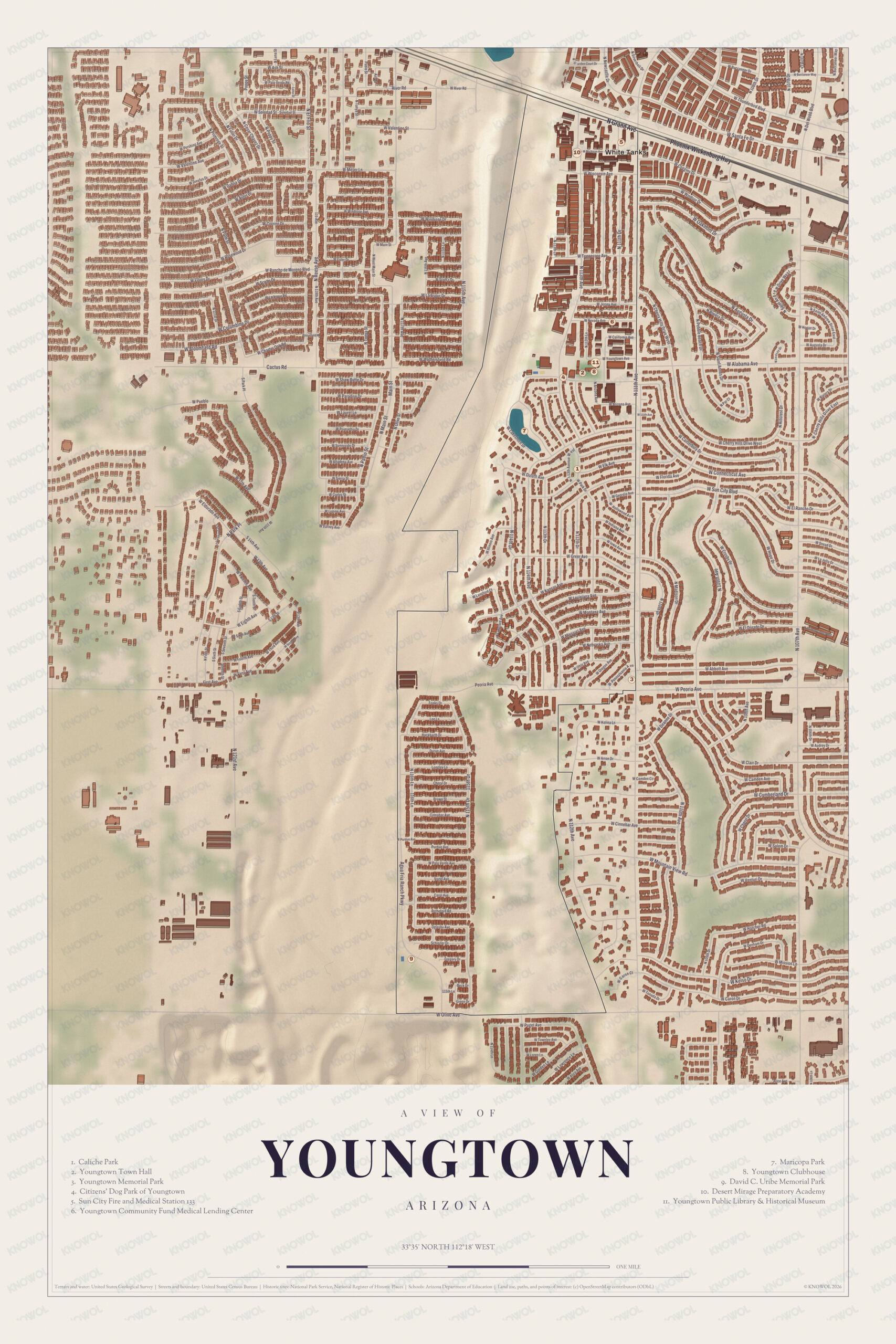 Map of Youngtown, Arizona