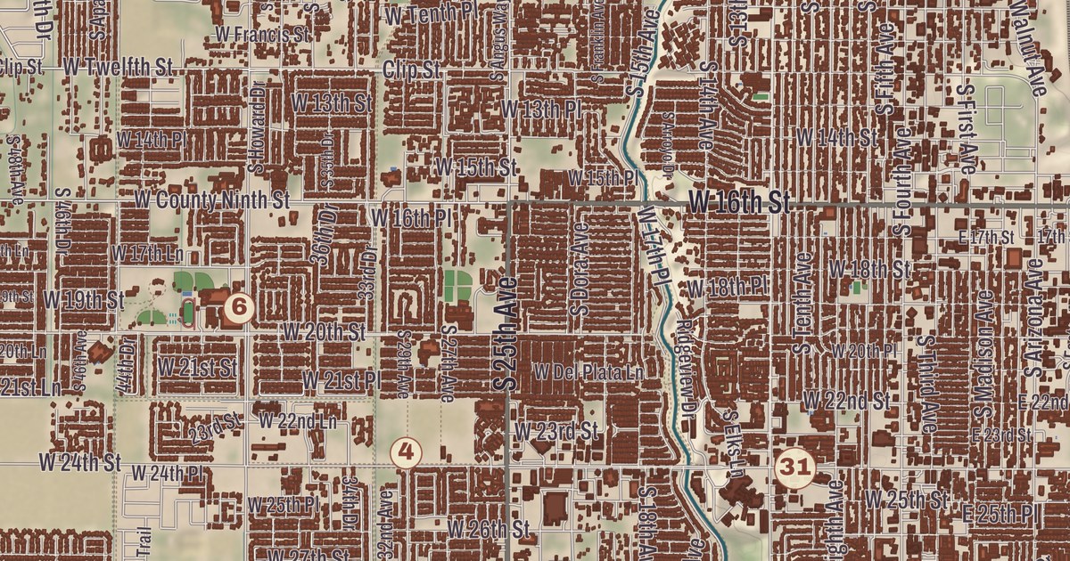 Beautifully Detailed Map of Yuma, Arizona
