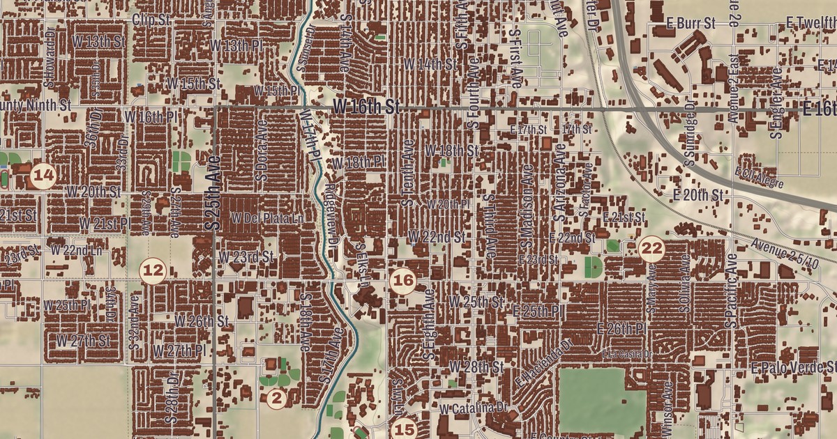 Beautifully Detailed Map of Yuma, Arizona