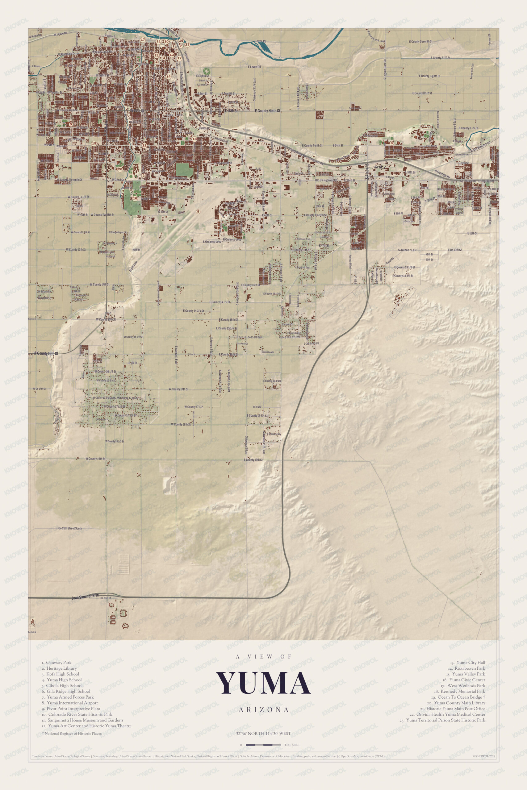 Map of Yuma, Arizona
