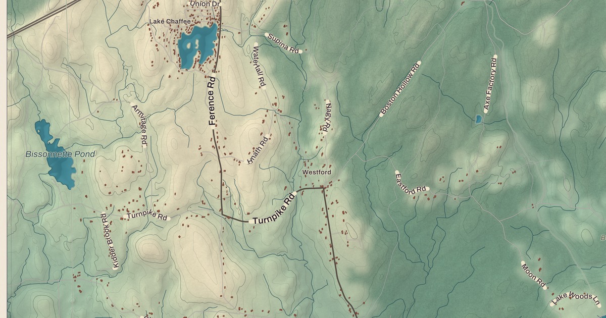 Beautifully Detailed Map of Ashford, Connecticut