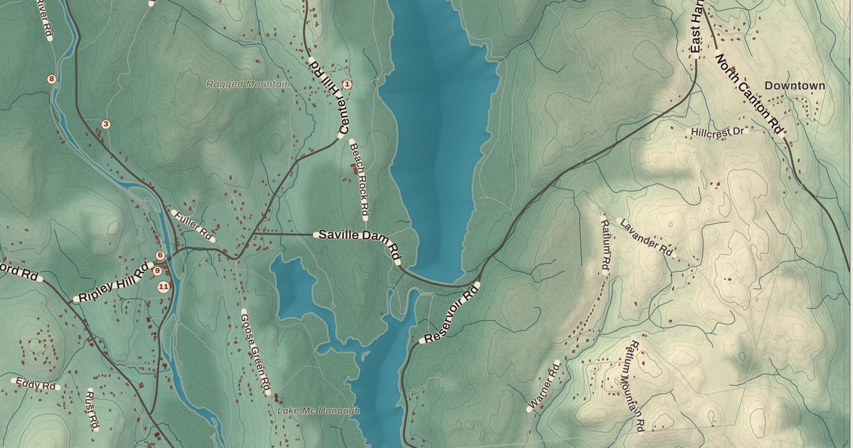 Beautifully Detailed Map of Barkhamsted, Connecticut