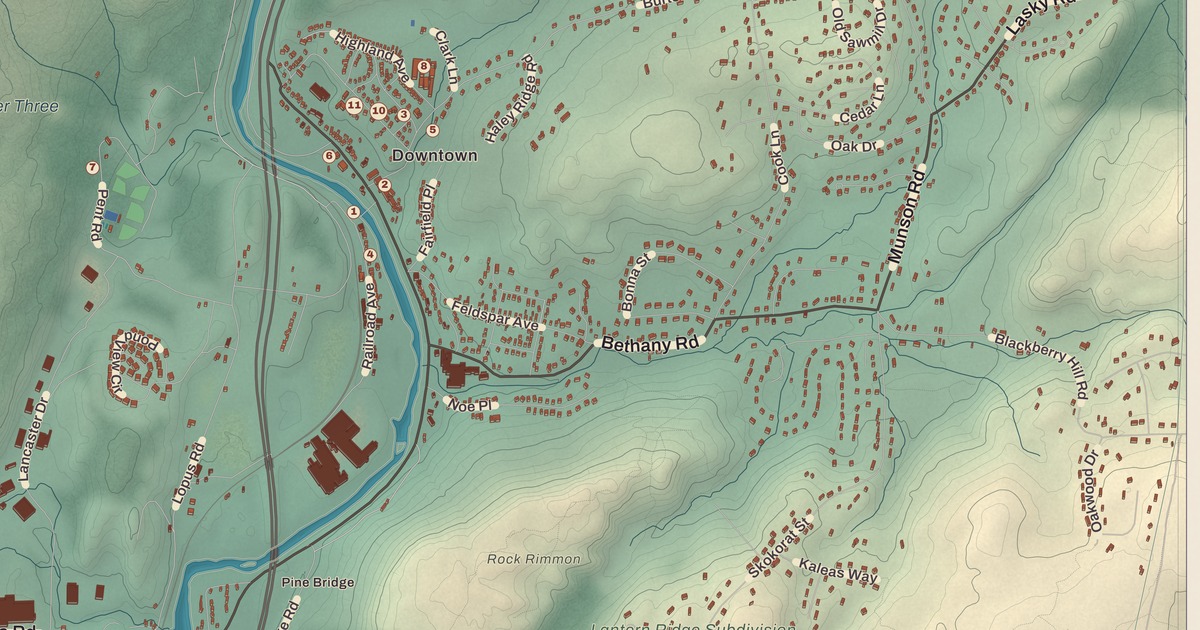 Beautifully Detailed Map of Beacon Falls, Connecticut
