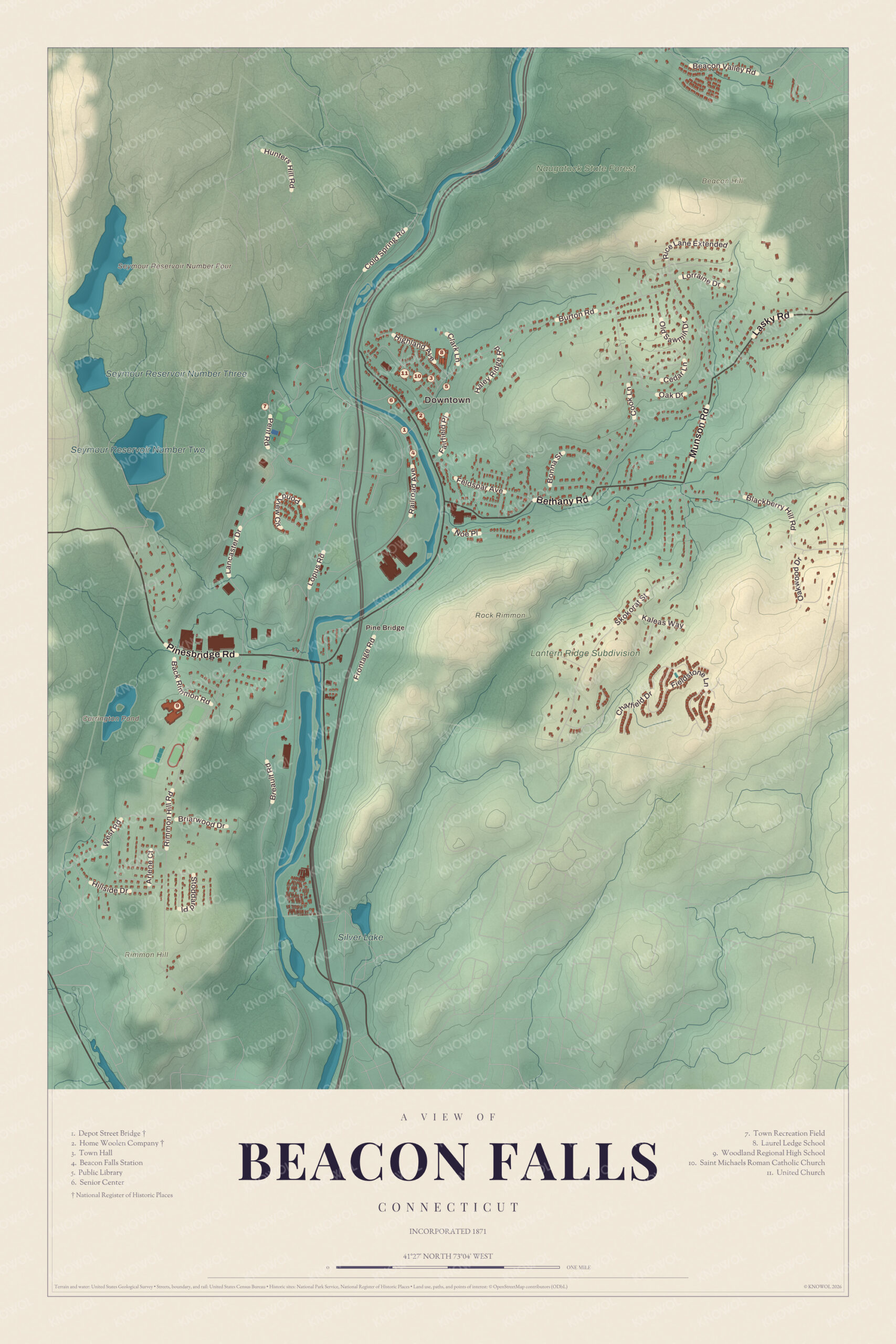 Map of Beacon Falls, Connecticut