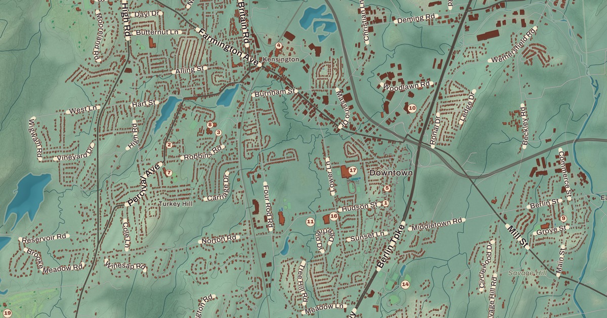 Beautifully Detailed Map of Berlin, Connecticut