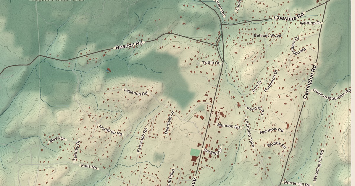 Beautifully Detailed Map of Bethany, Connecticut