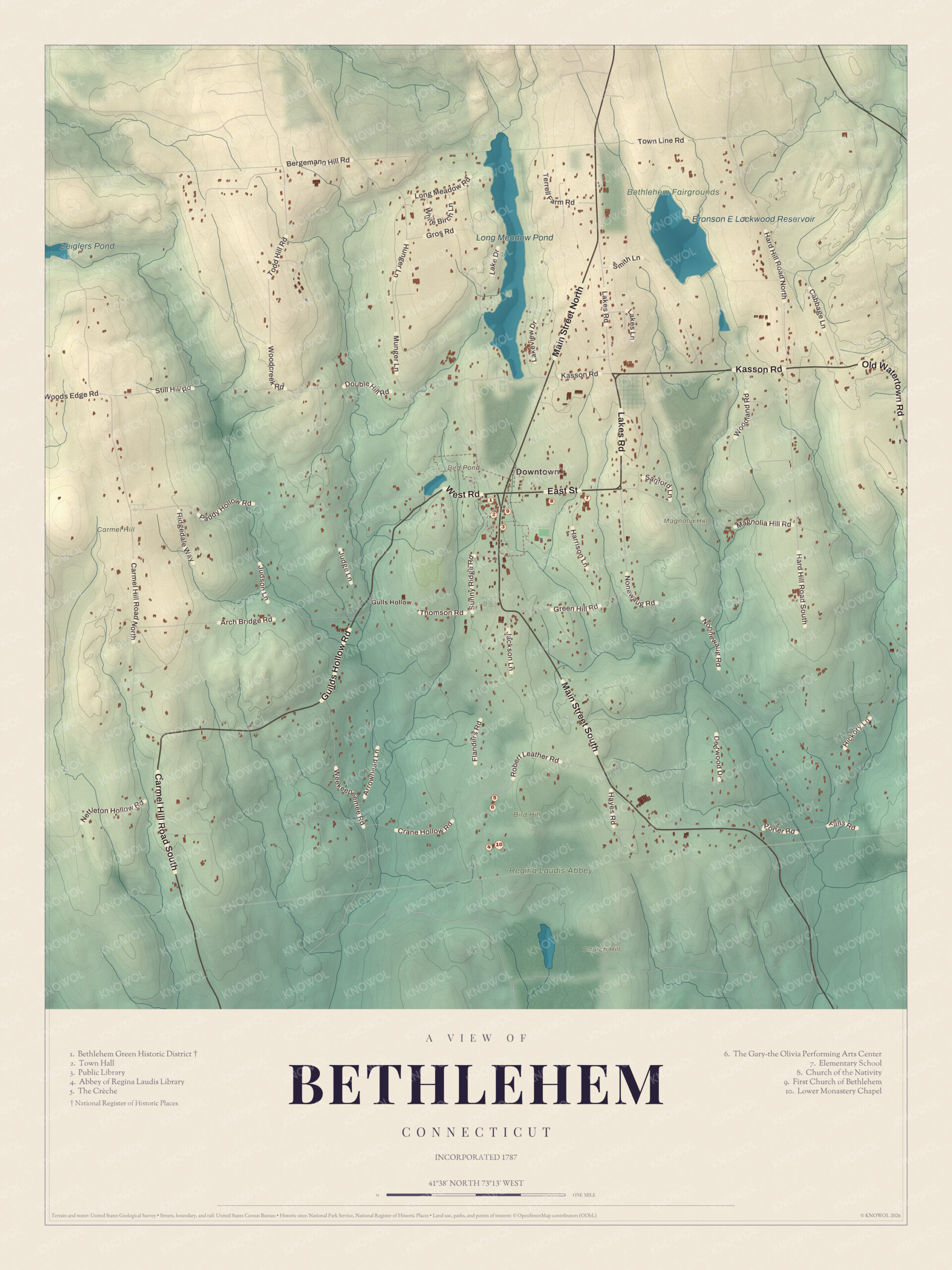 Map of Bethlehem, Connecticut