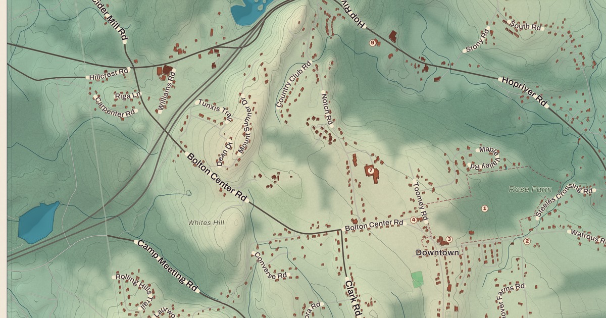 Beautifully Detailed Map of Bolton, Connecticut