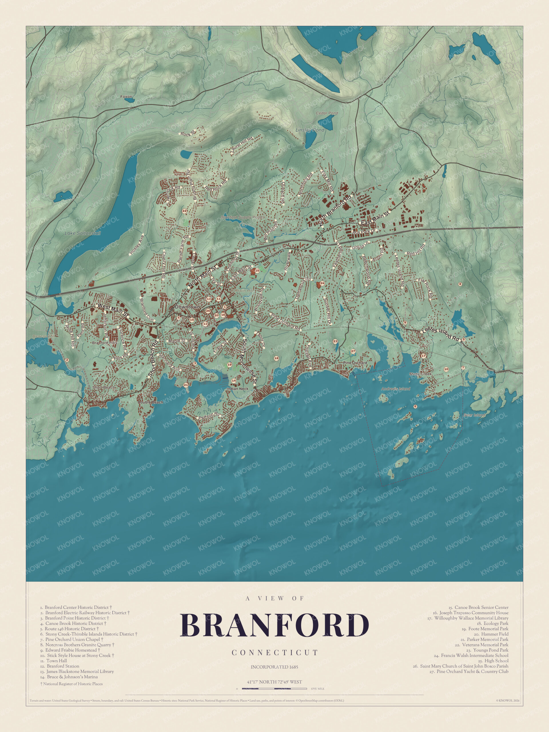 Map of Branford, Connecticut