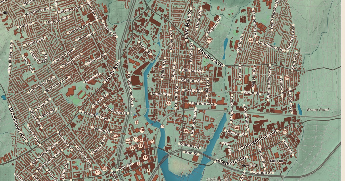 Beautifully Detailed Map of Bridgeport, Connecticut