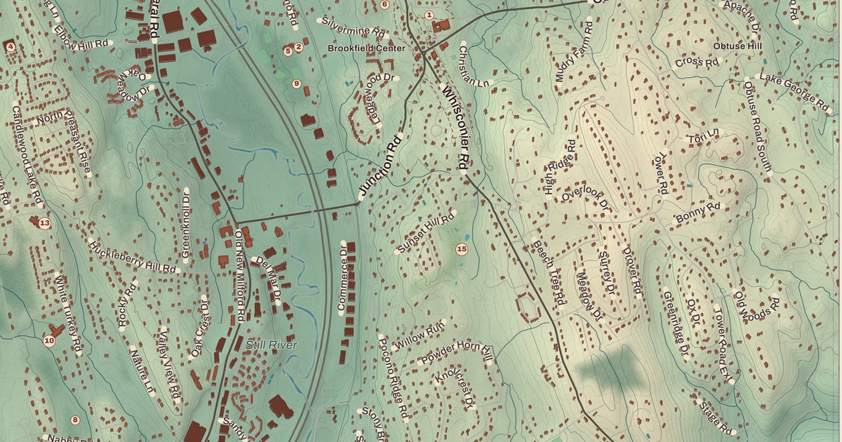 Beautifully Detailed Map of Brookfield, Connecticut