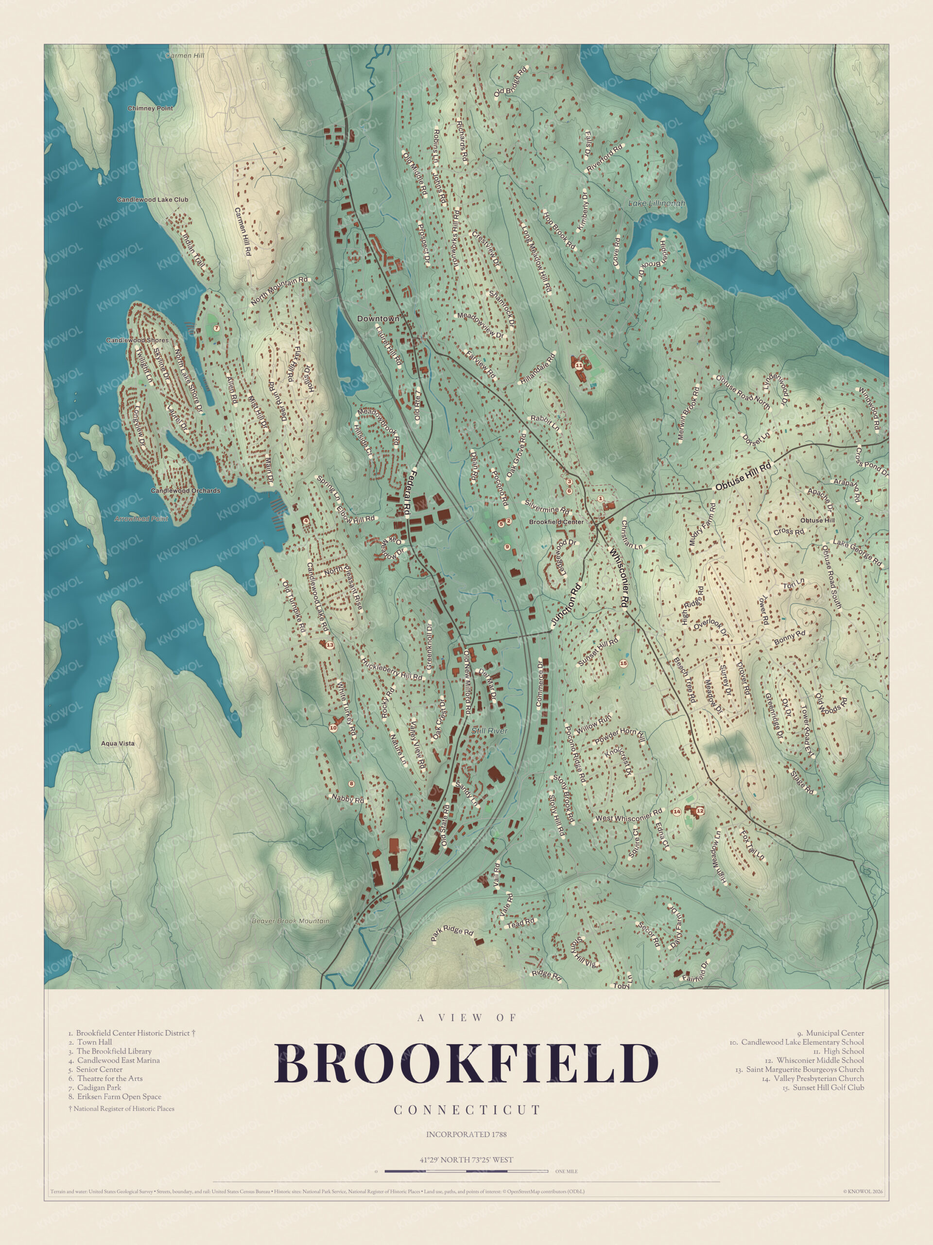 Map of Brookfield, Connecticut