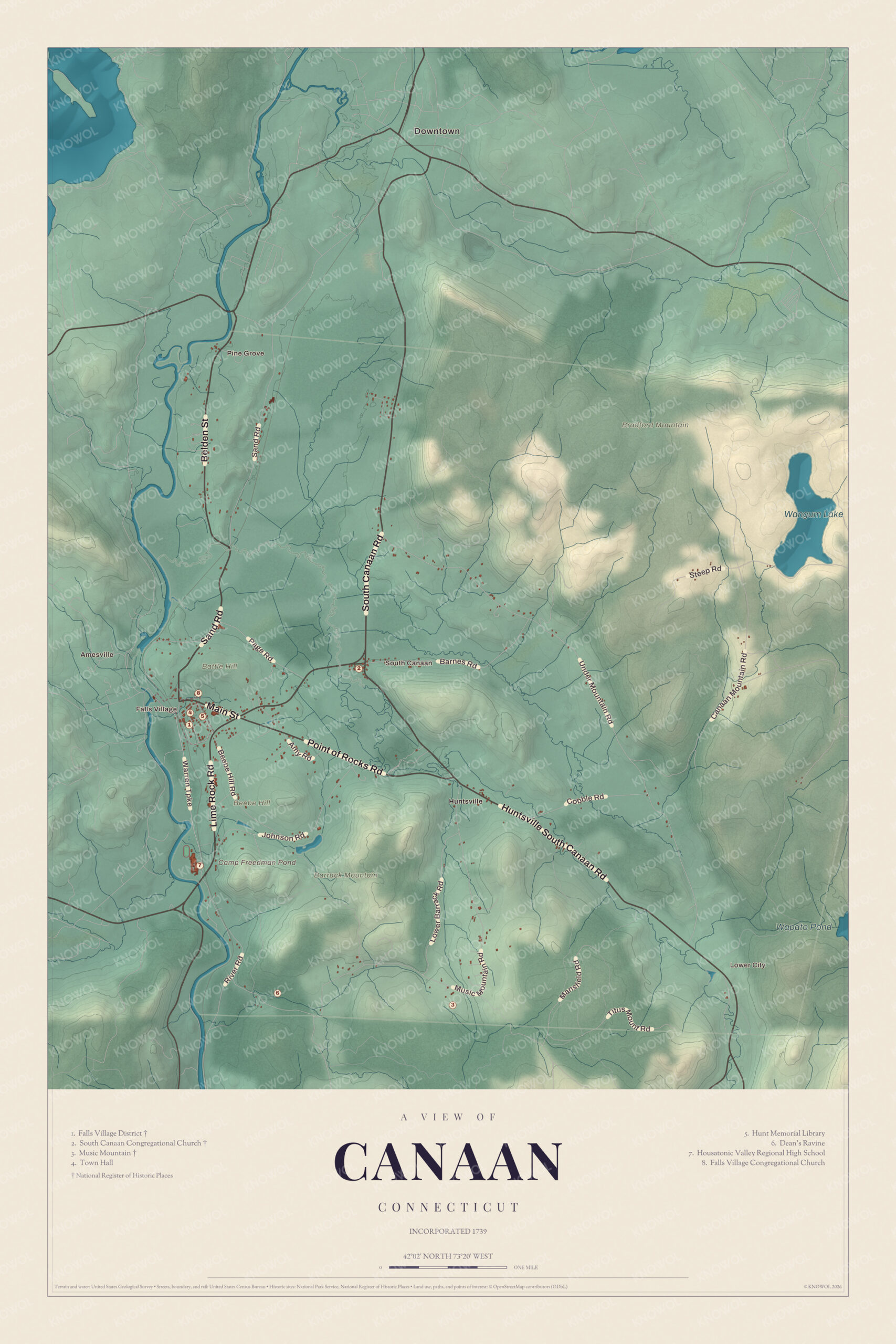 Map of Canaan, Connecticut
