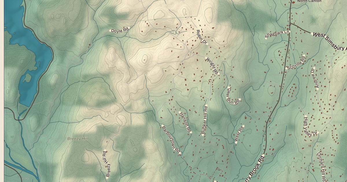 Beautifully Detailed Map of Canton, Connecticut
