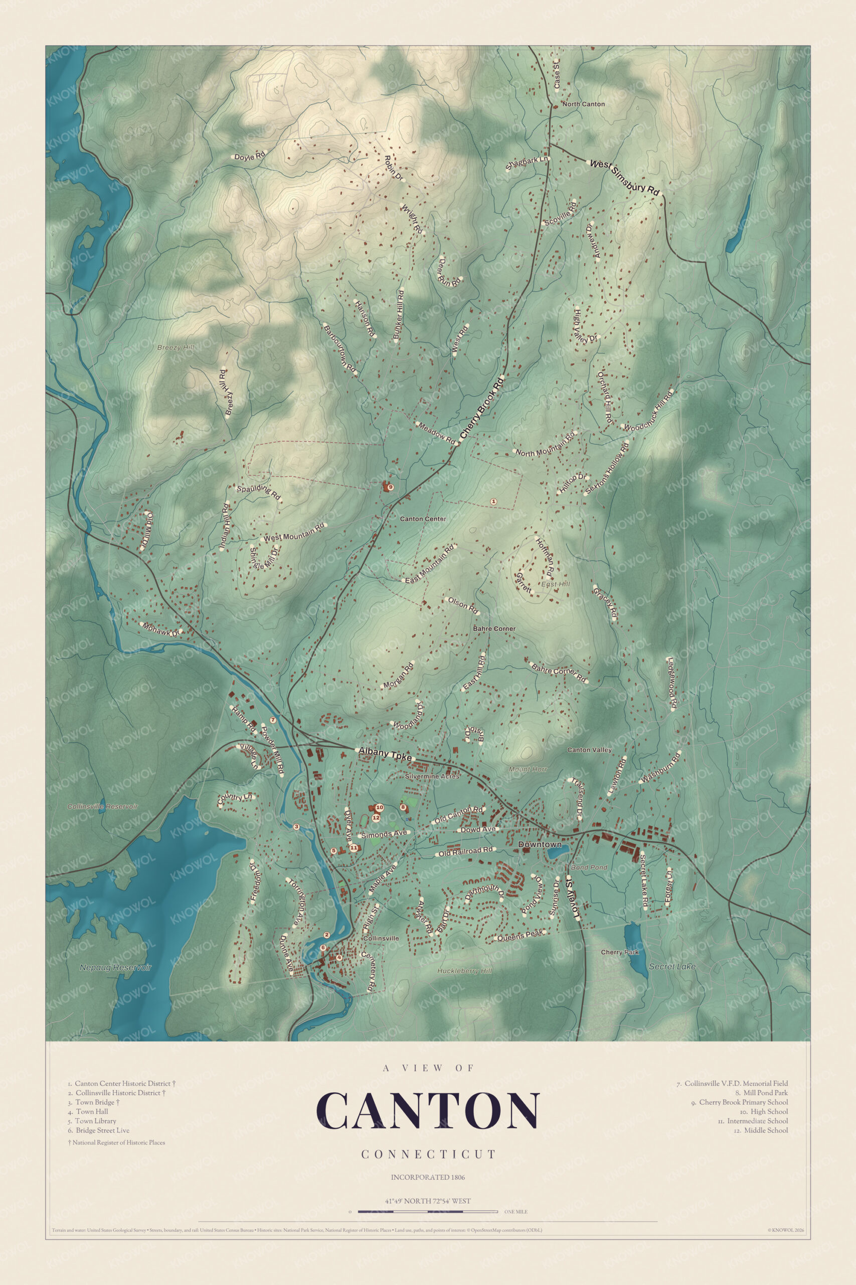 Map of Canton, Connecticut