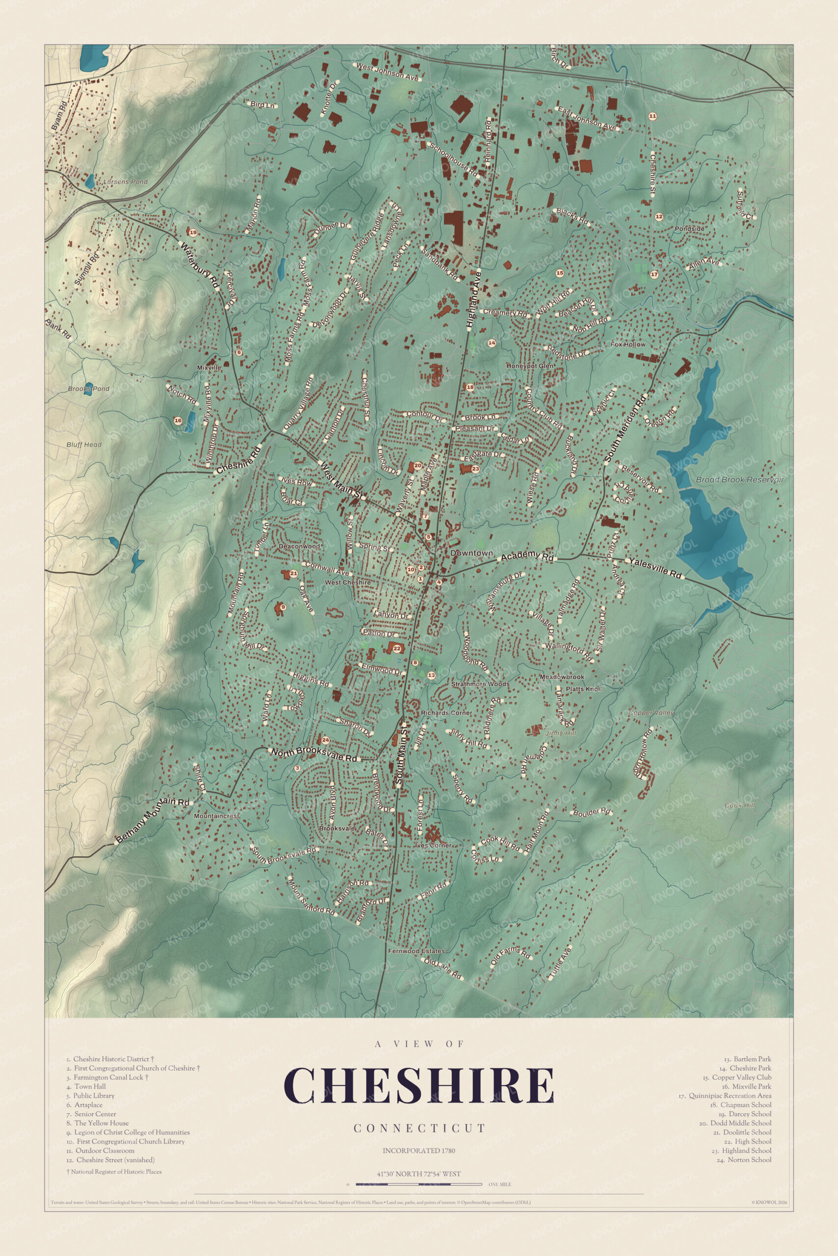 Map of Cheshire, Connecticut